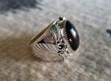 Black Onyx Sterling Silver Handmade Mens Ring
