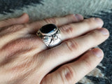 Black Onyx Sterling Silver Handmade Mens Ring