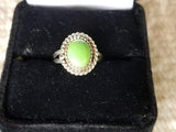 Ladies Green Gaspeite Silver Ring