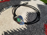 Hachita Turquoise Hammered Silver Bolo Tie