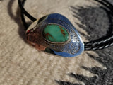 Hachita Turquoise Hammered Silver Bolo Tie