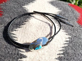 Kingman Turquoise Hammered Silver Bolo Tie