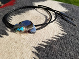 Kingman Turquoise Hammered Silver Bolo Tie