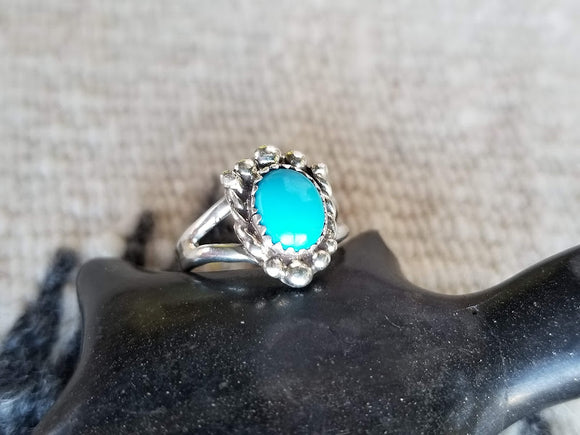 Blue Turquoise Sterling Handmade Ladies Ring