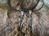 Sterling Silver Cross With Leather Cord Necklace