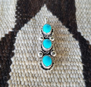 Three Stone Turquoise Silver Pendant