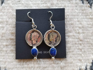 Mercury Dime Lapis French Hook Earrings