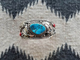 Southwest Turquoise Coral Mens Cuff