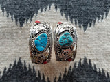 Southwest Turquoise Coral Mens Cuff